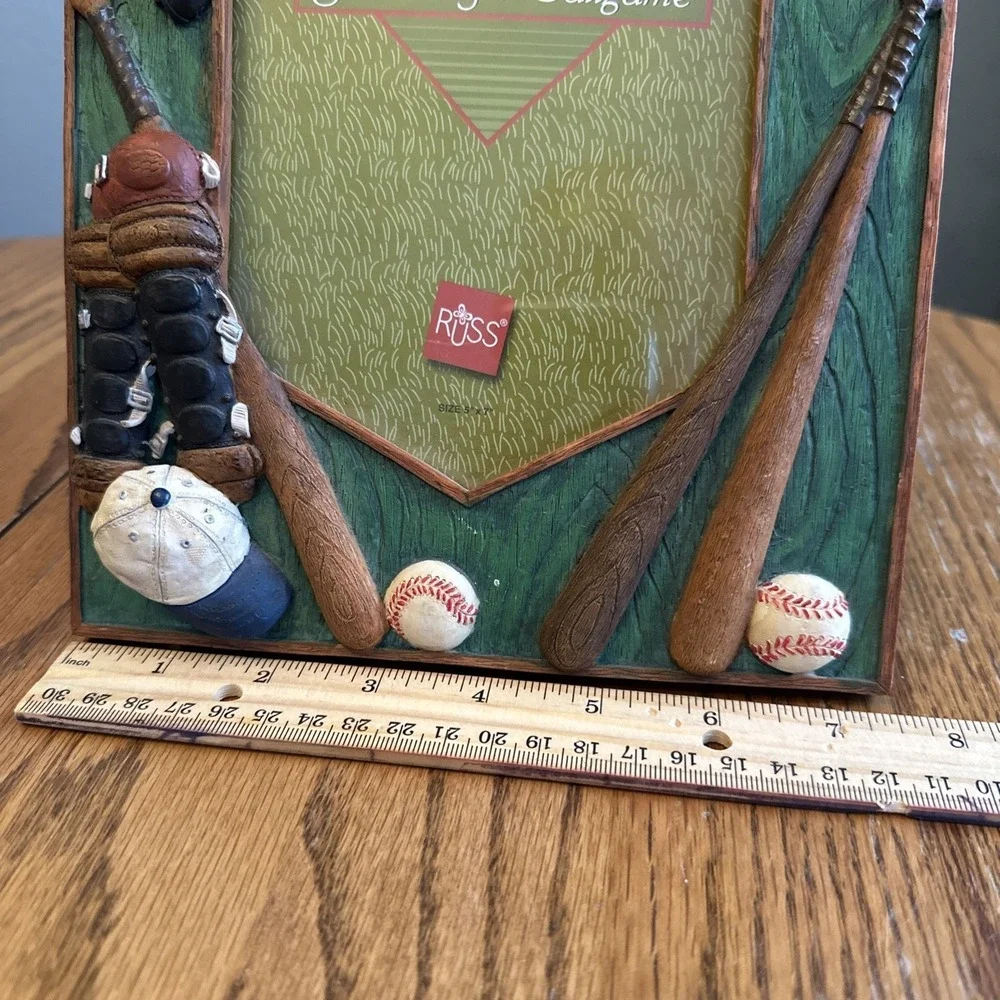 Vintage Russ Yesterdays Ballgame 3d Hand Painted Photo Picture Frame‎ Baseball